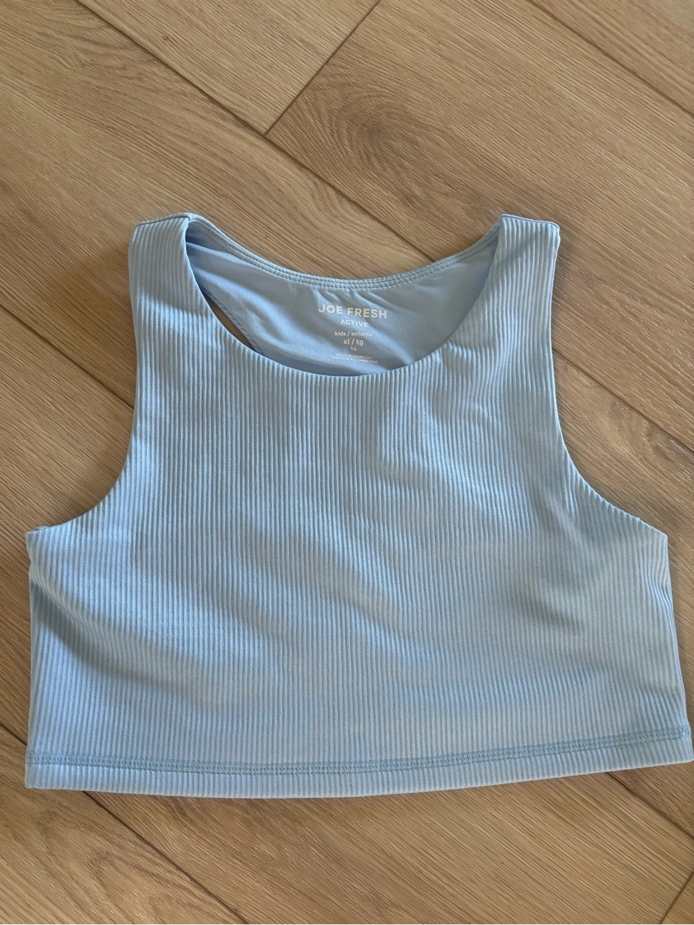Joe Fresh Sky Blue Ribbed Cropped Tank